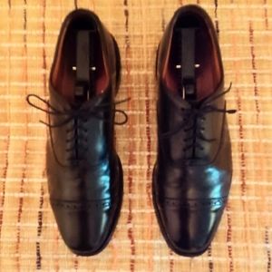 ALLEN EDMONDS EXCELLENT CONDITION BYRON MODEL BLACK LEATHER CAP TOE OXFORDS